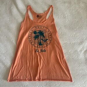 Roxy Coral Racerback Tank with Teal Palm Graphic